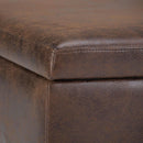 Mid Century Distressed Chestnut Lift Top Coffee Table Ottoman