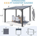 8x8 Waterproof Wall Mounted Lean To Gazebo for Patio