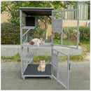 Catio Large Wooden Cat House Outdoor Indoor Cat Enclosures On Wheels, Wooden Kitty House Shelter Outside with Resting Box, Waterproof Roof (Grey, 31.5' D x 36.6' W x 71' H)