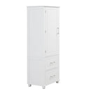 Tall Bathroom Storage Cabinet, Freestanding Storage Cabinet with Two Drawers and Adjustable Shelf, MDF Board with Painted Finish, White (Old Sku:WF312728AAK)