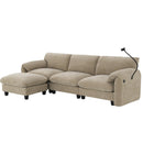 [VIDEO Provided] 108' Modular Sectional Sofa, L-Shape with 31.5' Extra-Wide Seat Cushion, USB and Type-C Charger, Phone Holder and 2 Side Storage Pockets, Free Movement Ottoman, Striped Chenille