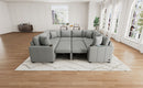 Modern U-shaped Sectional Sofa Convertible Pull-out Sofa Bed with USB Ports and Cup Holders, Gray Chenille, 108.7'