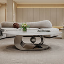 Marble Coffee Table with Sculptural Stainless Steel Base