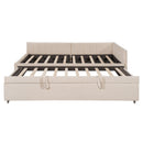 Full Size Upholstered L-Shaped Upholstered Daybed with Twin
Size Pop Up Trundle, Beige