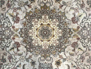 Pak Persian Rug 4x6, Floral Medallion, Beige, Wool and Silk Highlights, Vintage Handmade Rug