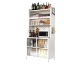 73'' Tall Kitchen Pantry Cabinet , 6 Level Flip Door with Pegboard Metal Pantry Storage Cabinet, Anti-Tip Design Hutch for Kitchen, Dining Room, Living Room (White)