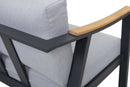 Nova 4-Piece Aluminum & Teak Sofa Set with Stationary Chairs