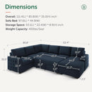 Blue Velvet U Shaped Sleeper Sofa With Pull Out Bed