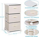 Beige Dresser Tower With 3 Drawers And Wood Top Fabric
