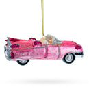 Classic Convertible Retro Car Glass Christmas Ornament