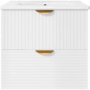 Modern 24-Inch Wall-Mounted Bathroom vanity with 2 Drawers, White - Ideal for Small Bathrooms