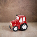 Red Ceramic Tractor Bank