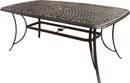 7 Piece Patio Dining Set 6 Swivel Chairs Tan Cushions 38x72