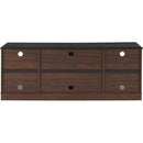 Modern Farmhouse TV Media Stand, Large Barn Inspired Home Entertainment Console, for TV Up to 80", with Open Shelves and Closed Cabinets, Espresso and Black, 70"Wx15.55"Dx26.89"H