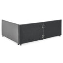 Full Size Upholstered Tufted Bed Frame with Two Drawers, Sofa Bed Frame with Comfortable Backrest and Armrests, Velvet, Grey(79.5''x58''x25'')