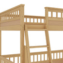 Full XL over Queen Bunk Bed with Ladder and Guardrails, Natural