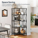 Corner Bookshelf 5 Tier L Shaped Industrial Open Display Shelf Black