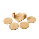 Bamboo Wood Coaster Set - 4" Round Coasters with Stand