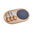 3-Piece Oval Slate & Wood Cheese Board Set