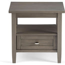 Solid Wood Rectangle End Table With Drawer Farmhouse Grey