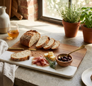White Marble and Acacia Wood Rectangle Board