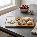 White Marble and Acacia Wood Board with Slicer