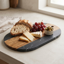 Black Marble and Acacia Wood Oval Board