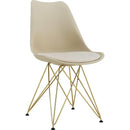 Modern Dining Chairs with Shell Lounge Plastic Seat and GOLDEN STEEL Legs KITEHCN chairs meeting room chairs living room,Set of 4, beige