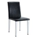 A Set of 2 Black PU Backrest Chairs with Silver Metal Legs: They Are Ideally Suited for Minimalist and Contemporary Home Styles, With Dimensions of 16.2*18.5*34.6 inches