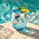 Blue Hummingbird Stemless Wine Glasses