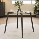 Modern simple style round transparent tempered glass table, tempered glass table top, black metal legs, suitable for kitchen, dining room and living room, 40 '*40' *29.5 '1123r