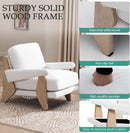 Ivory Chenille Accent Chair Solid Wood LivingRoomSet