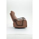 Swivel Rocker Recliner Power Glider Chair with Solid Wood Armrests - Extra Wide Reclining Sofa Chair Upholstered Faux Leather Living Room Single Sofa 350 lbs