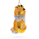 Chic Cat with Pendant Glass Christmas Ornament