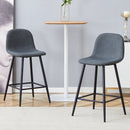 Dark Gray Linen Fabric Bar Chair Set - Two Pieces, Rounded Backrest, Metal Legs, Multiple Colors