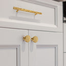 Akicon Hammered Polished Gold Kitchen Cabinet Knobs 1-1/4 inch (32 mm) Diameter 100% Solid Brass Drawer Kno