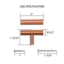 Akicon Copper Kitchen T Bar Cabinet Pulls 100% Solid Brass Drawer Knob