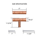 Akicon Hammered Copper Kitchen T Bar Cabinet Pulls 100% Solid Brass Drawer Knob