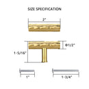 Akicon Hammered Polished Gold Kitchen T Bar Cabinet Pulls 100% Solid Brass Drawer Knob