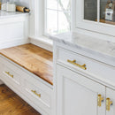 Akicon Hammered Polished Gold Kitchen T Bar Cabinet Pulls 100% Solid Brass Drawer Knob