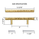 Akicon Hammered Polished Gold Kitchen Cabinet Handles 100% Solid Brass Drawer Pulls