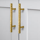 Akicon Hammered Polished Gold Kitchen Cabinet Handles 100% Solid Brass Drawer Pulls