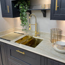 Akicon Hammered Polished Gold Kitchen Cabinet Handles 100% Solid Brass Drawer Pulls