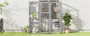 Outdoor Cat House, DIY Cat Enclosure Catio with Double Enter Doors, Light Grey Pine Wood, 62.8'L x 32.2'W x 68.5'H