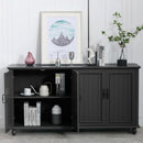 Black 62 Inch Coffee Bar Cabinet Four Doors Storage