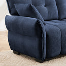 Modern Ergonomic Single Seater Sofa with Ottoman, High-Resilience Support, Blue Chenille Upholstery