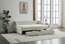 aybed Corner Bed Sofa Bed with Drawers Velvet Upholstered daybed Twin Daybed with Storage, Wood Slat Support (Beige,full,79.9'x58.2'x28.7')