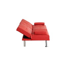 67-inch Red Leather Multifunctional Double Folding Sofa Bed with Coffee Table for Office Use