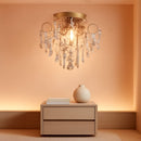 Mini Crystal Chandelier Flush Mount Gold Ceiling Light