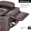 Leather Recliner Chair Brown Medium With Cup Holders And 150 Degree Recline